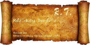 Ráduly Teréz névjegykártya